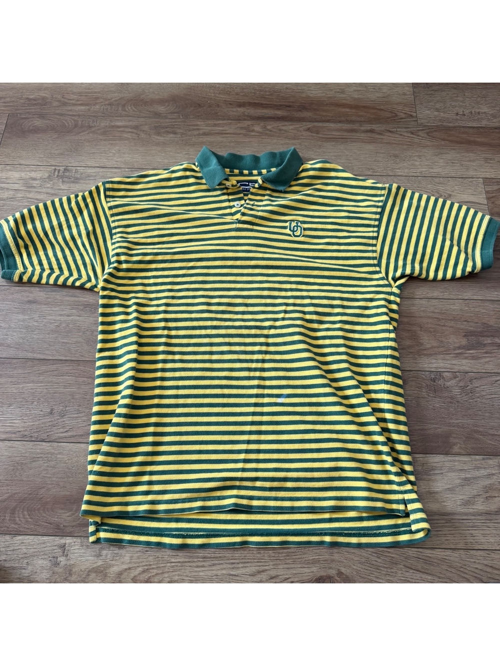 Vtg 90s University of Oregon Ducks Striped Polo XL